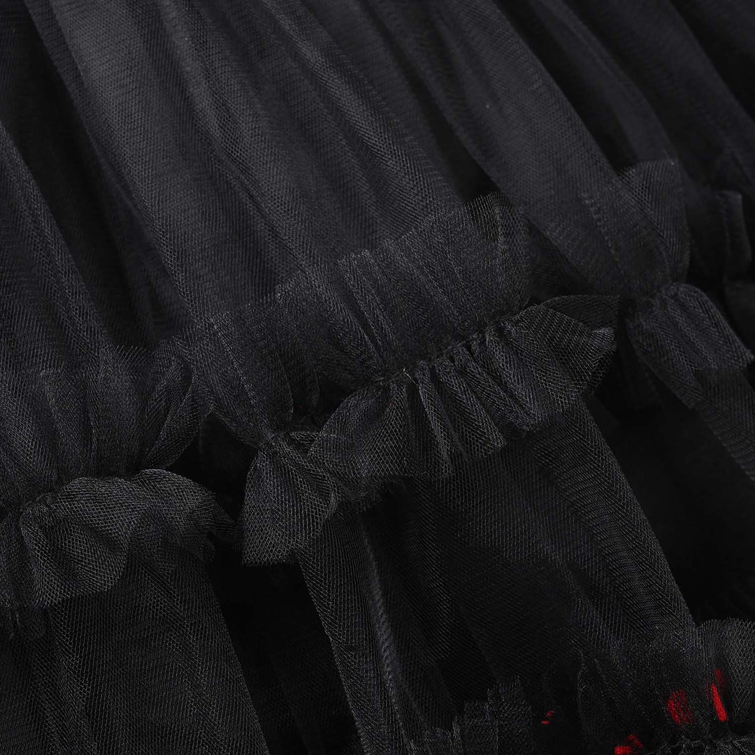 Girls Net Fancy Frock - Black