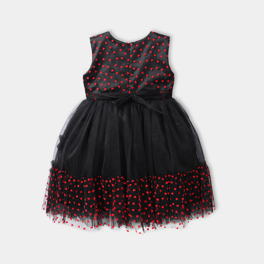 Girls Net Fancy Frock - Black