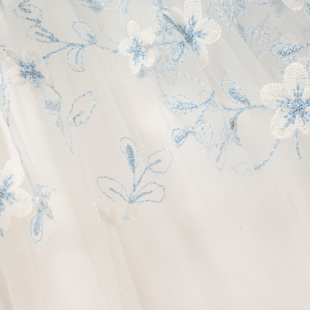 Girls Net Fancy Frock - White