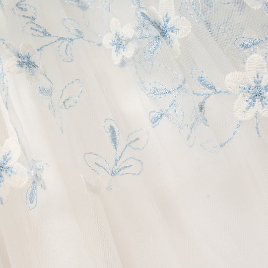 Girls Net Fancy Frock - White