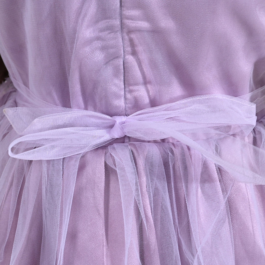 Girls Net Fancy Frock - Purple