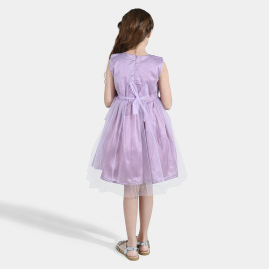 Girls Net Fancy Frock - Purple