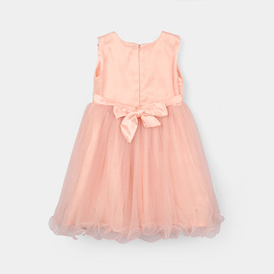 Girls Net Frock (3D Butterfly) - Peach