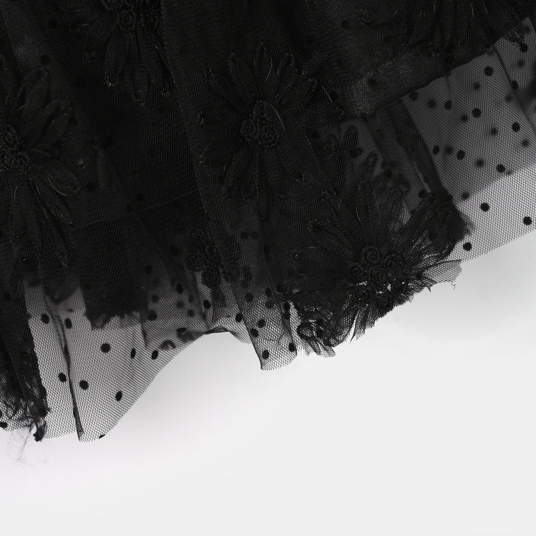 Girls Net Fancy Frock-Dark Angel-BLACK