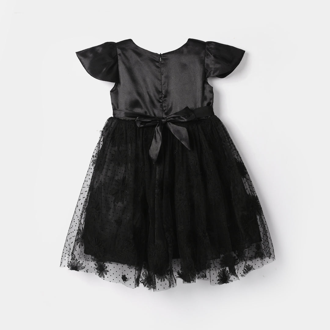 Girls Net Fancy Frock-Dark Angel-BLACK