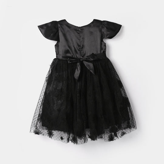 Girls Net Fancy Frock-Dark Angel-BLACK