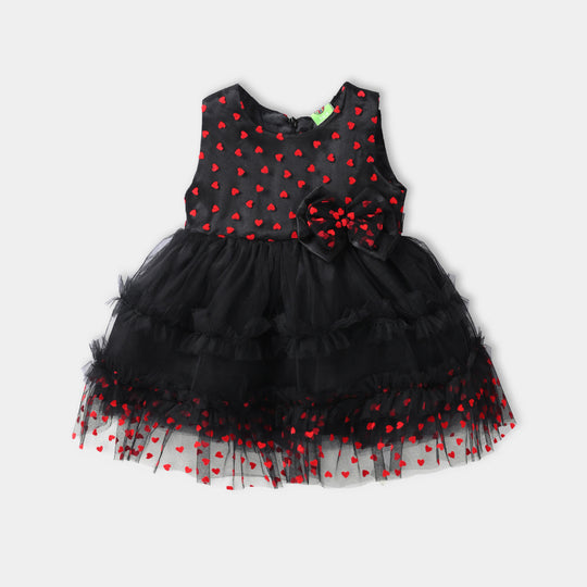 Infant Girls Net Fancy Frock - Black