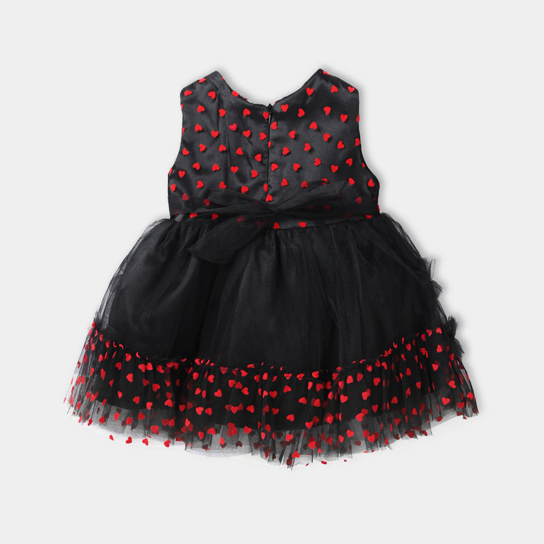 Infant Girls Net Fancy Frock - Black