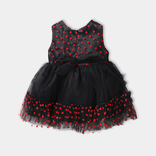 Infant Girls Net Fancy Frock - Black