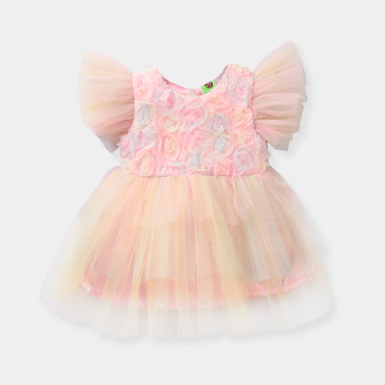 Infant Girls Net Fancy Frock-  Multi