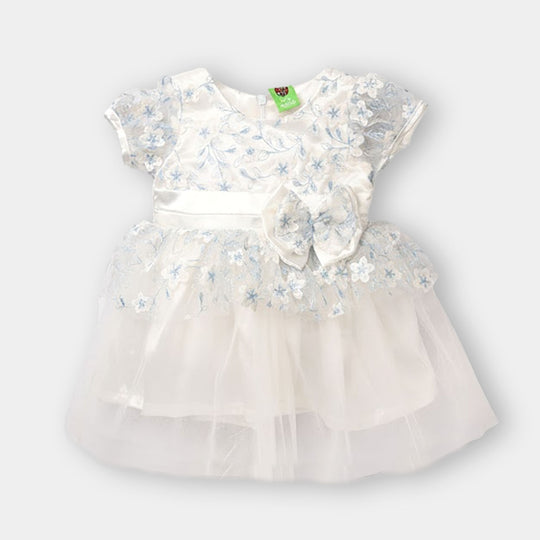 Infant Girls Net Fancy Frock - White
