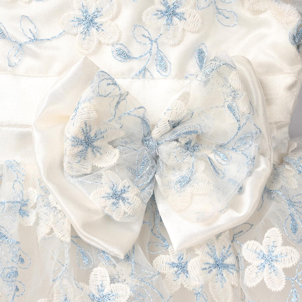 Infant Girls Net Fancy Frock - White