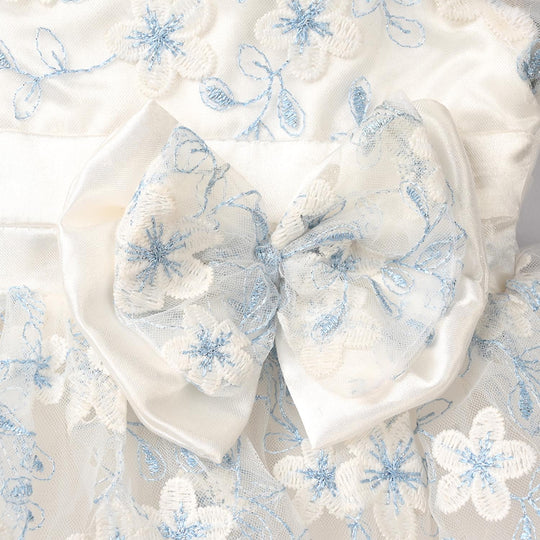 Infant Girls Net Fancy Frock - White