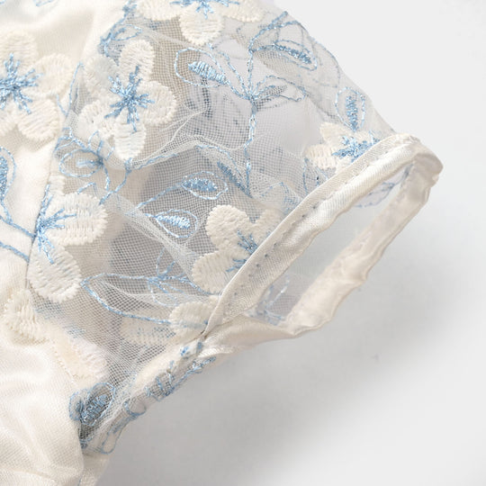 Infant Girls Net Fancy Frock - White