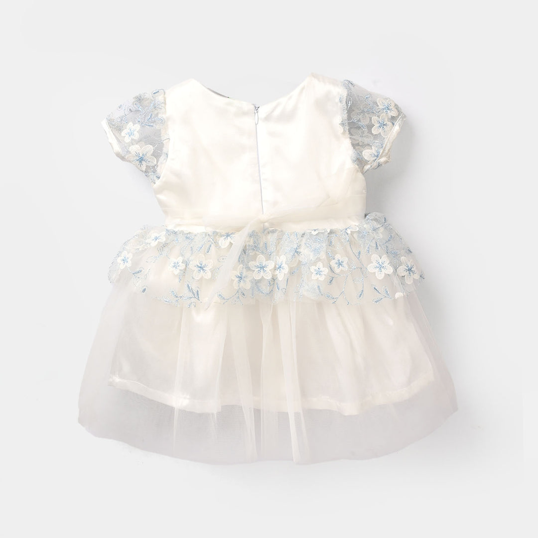 Infant Girls Net Fancy Frock - White