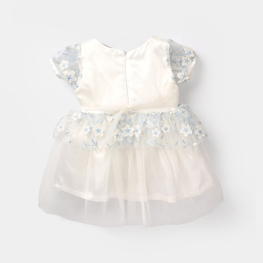 Infant Girls Net Fancy Frock - White