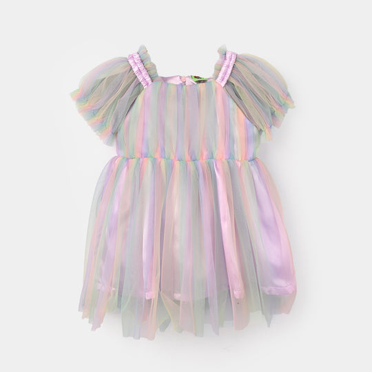 Infant Girls Net Fancy Frock (Magic Charm) - Multi