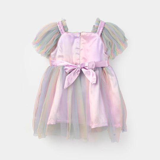 Infant Girls Net Fancy Frock (Magic Charm) - Multi