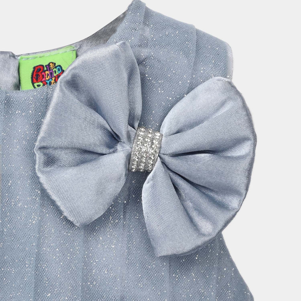 Infant Girls Net Fancy Frock - Grey
