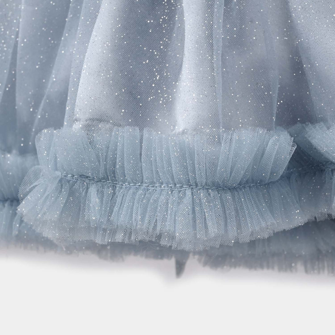 Infant Girls Net Fancy Frock - Grey