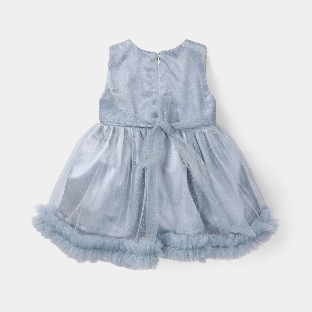 Infant Girls Net Fancy Frock - Grey