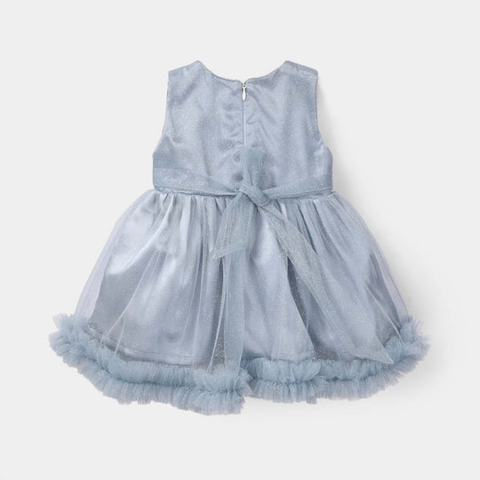 Infant Girls Net Fancy Frock - Grey