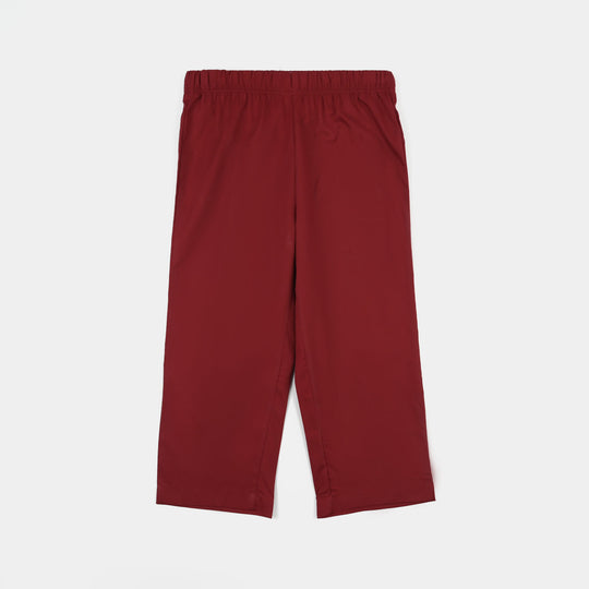 Boys Cotton Poplin Printed 3-Piece Suit (Rung Saz) - Red