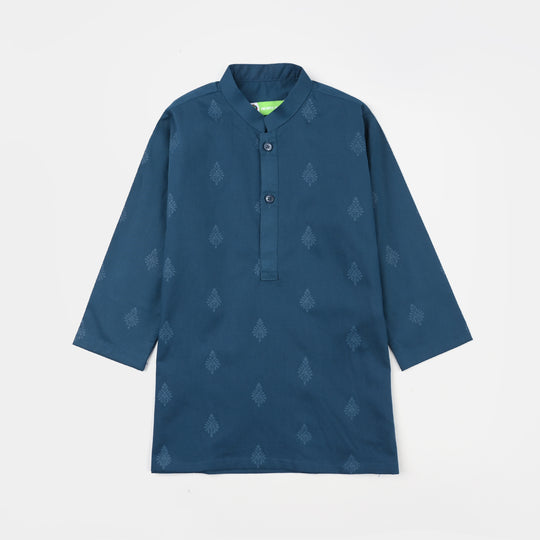 Infant Boys Poplin Printed Kurta - Green