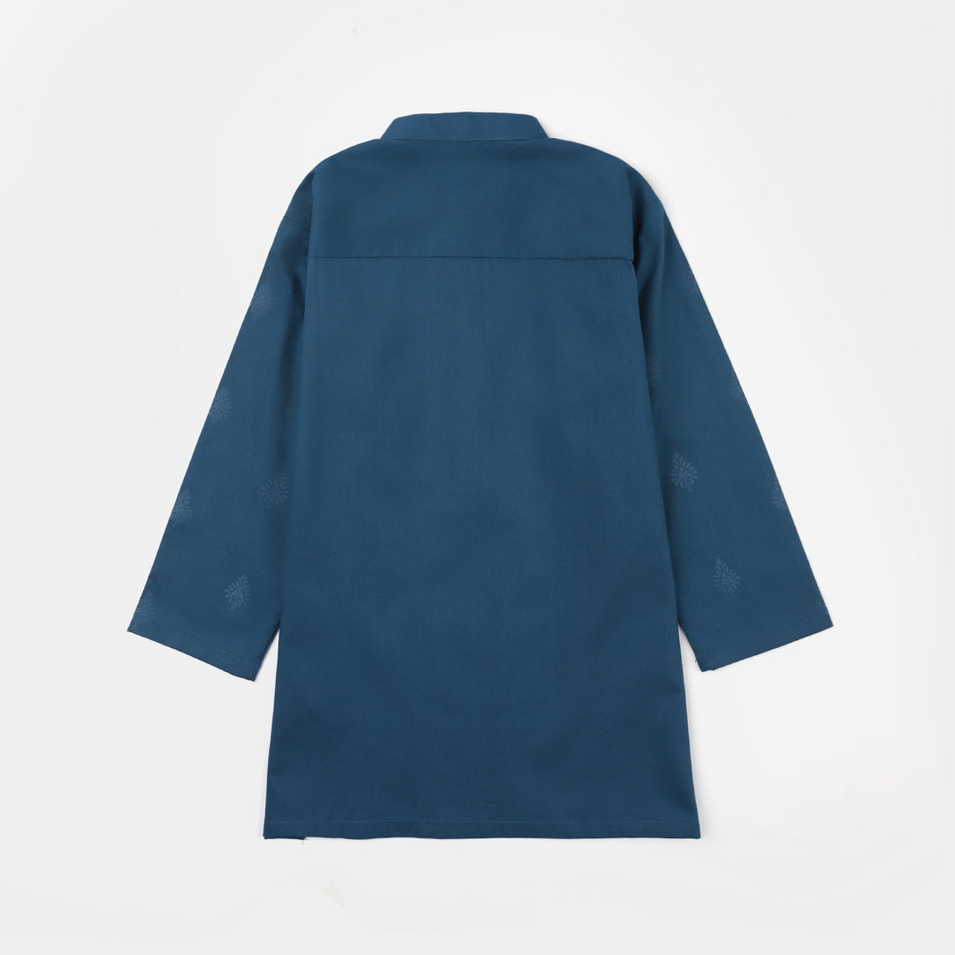 Infant Boys Poplin Printed Kurta - Green