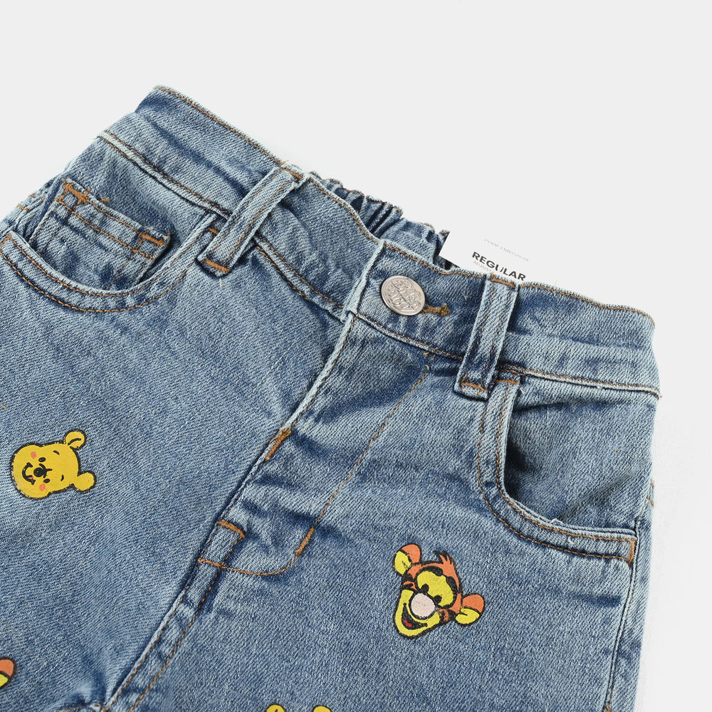 Infant Boys Denim Rigid Shorts (Winnie The) - Mid Blue