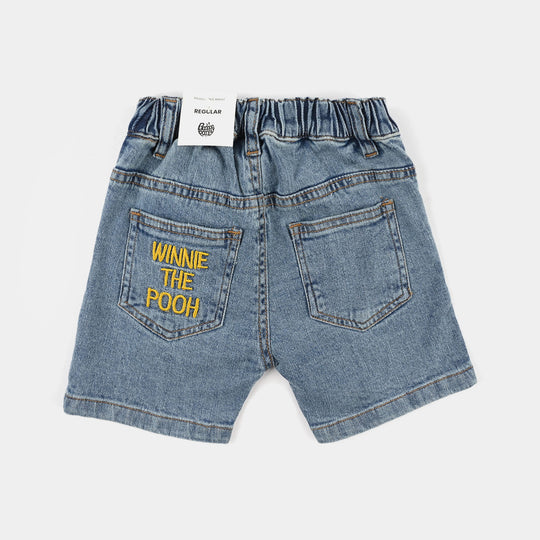 Infant Boys Denim Rigid Shorts (Winnie The) - Mid Blue