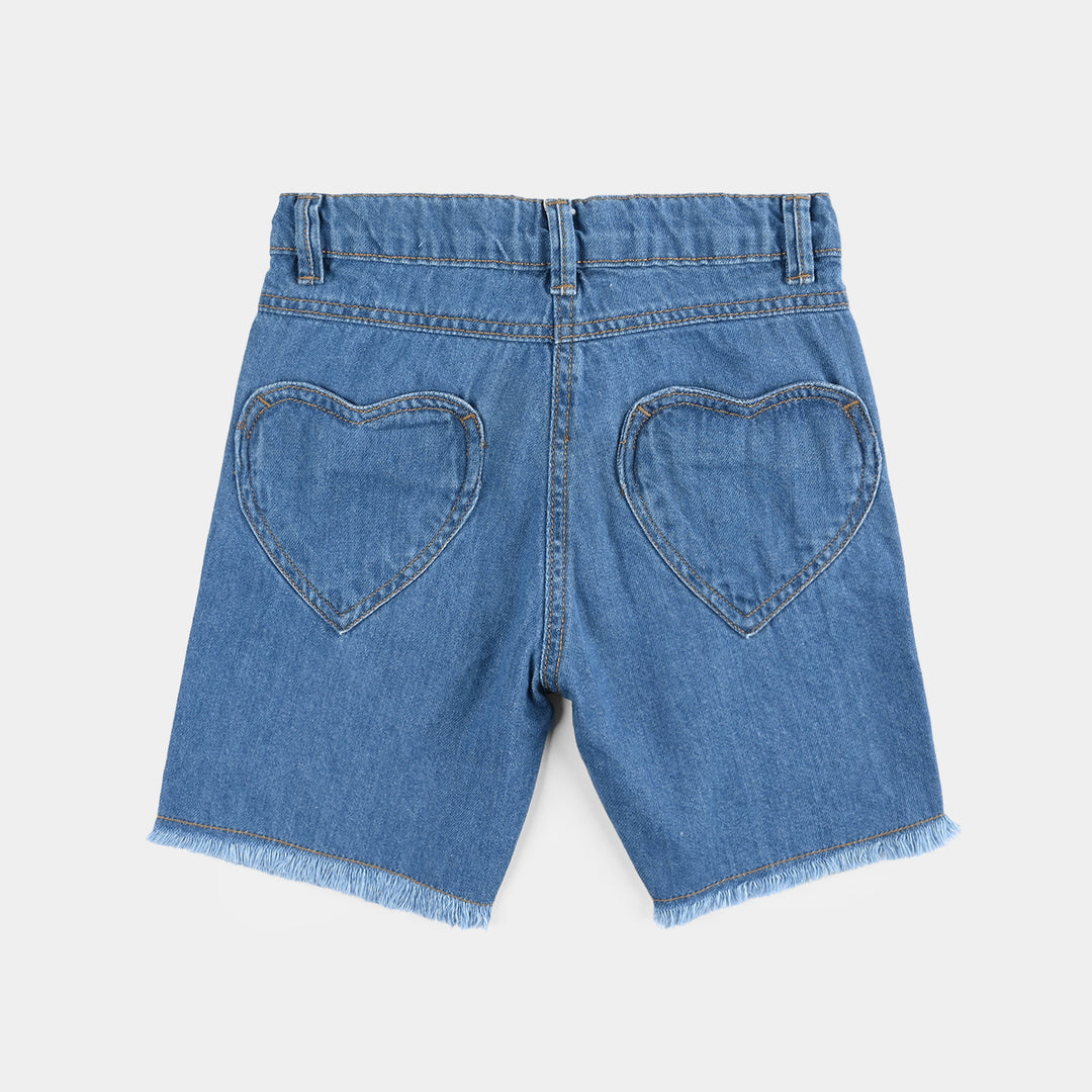 Girls Denim rigid SHORT HEARTS-LT.Blue