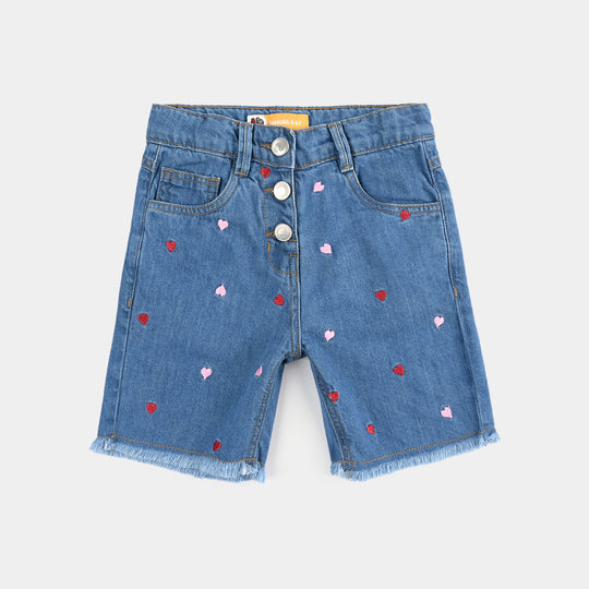 Girls Denim rigid SHORT HEARTS-LT.Blue