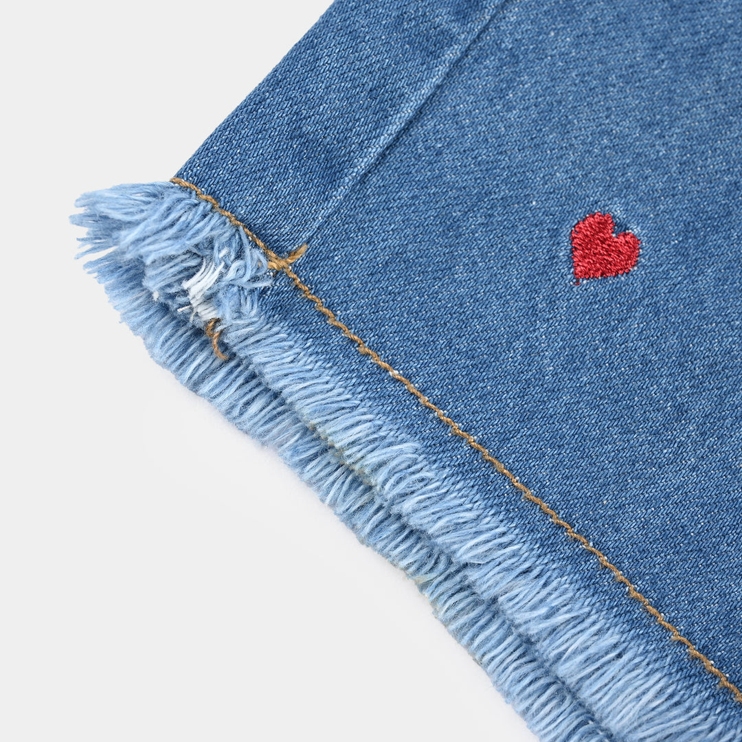Girls Denim rigid SHORT HEARTS-LT.Blue