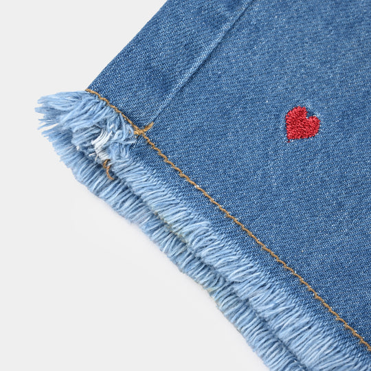 Girls Denim rigid SHORT HEARTS-LT.Blue