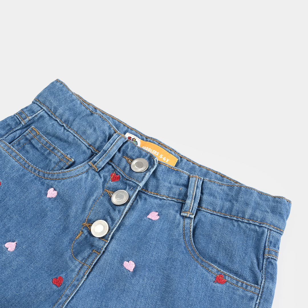 Girls Denim rigid SHORT HEARTS-LT.Blue