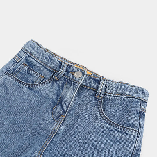 Girls Denim Rigid Shorts - Light Blue