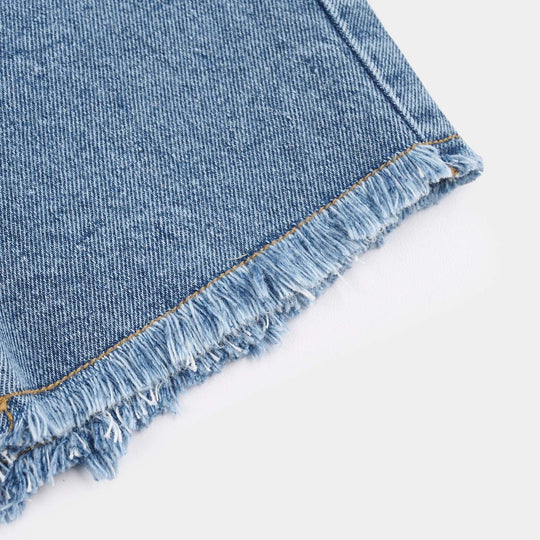 Girls Denim Rigid Shorts - Light Blue