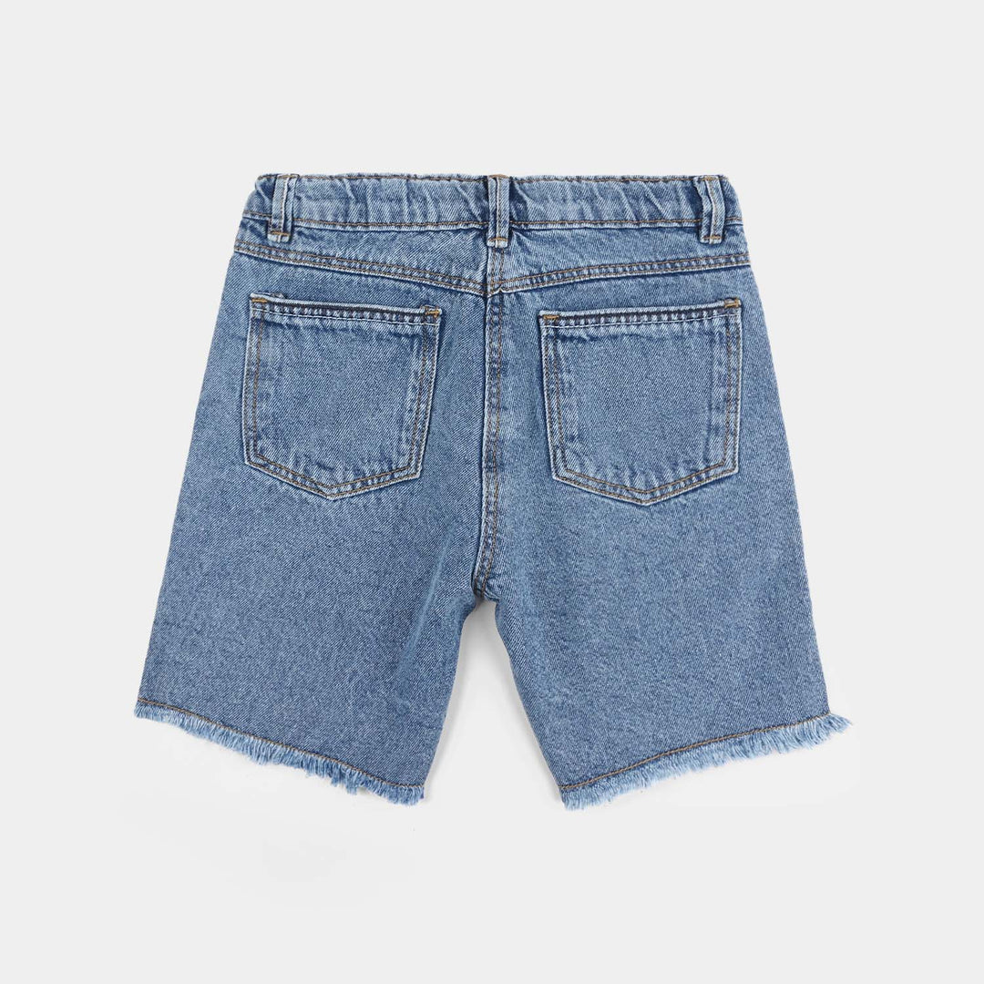 Girls Denim Rigid Shorts - Light Blue