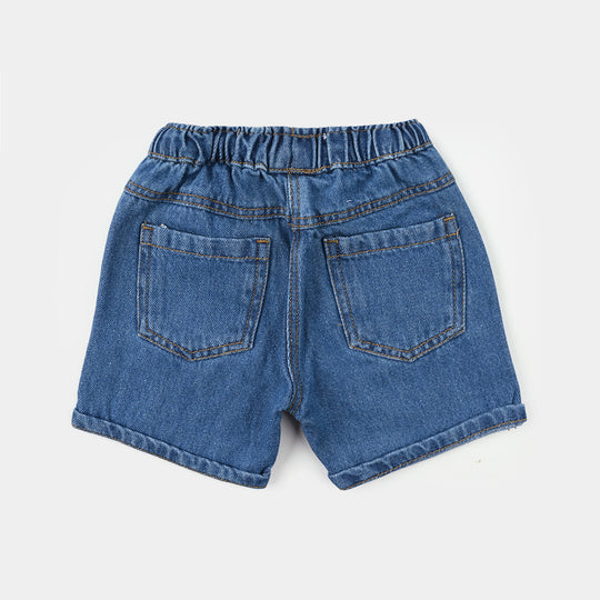 nfant Girls Denim Rigid Shorts (Flowers) - Mid Blue