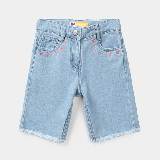 Girls Denim Rigid Shorts - Light Blue