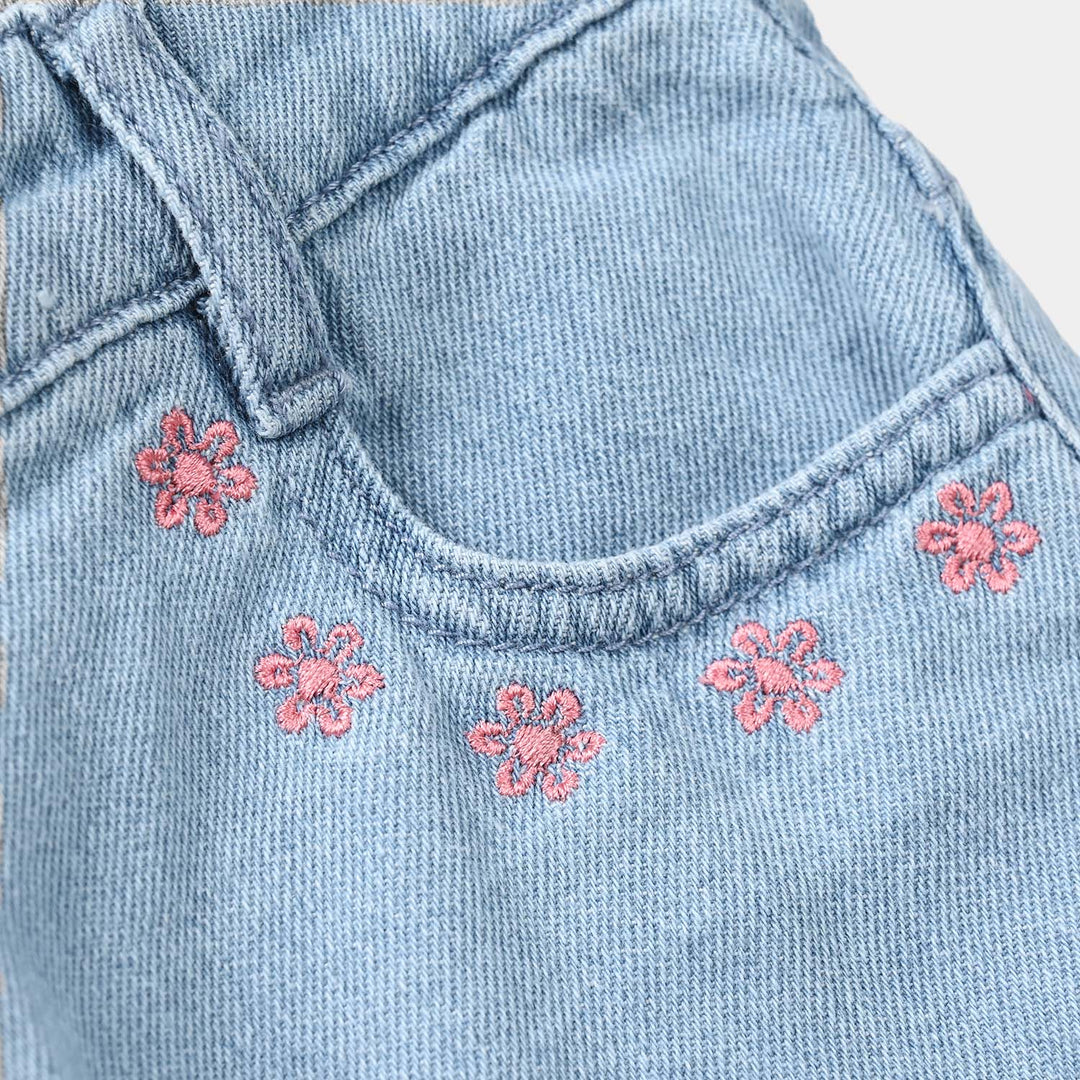 Girls Denim Rigid Shorts - Light Blue