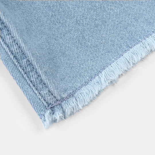 Girls Denim Rigid Shorts - Light Blue