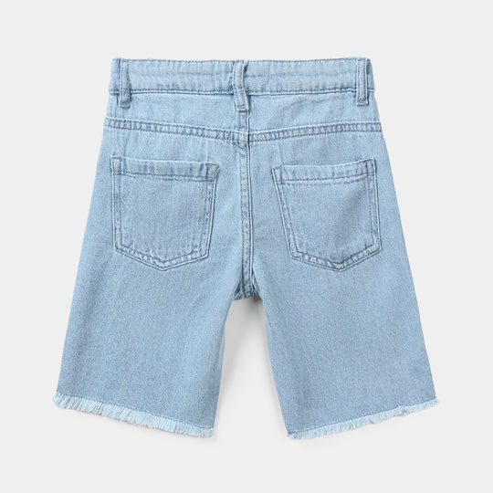 Girls Denim Rigid Shorts - Light Blue