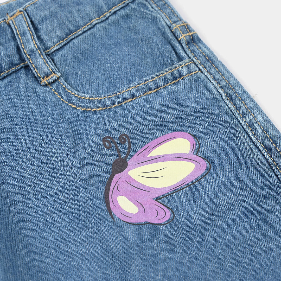 Girls Denim Rigid Shorts - Mid Blue