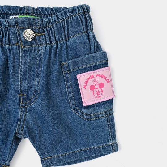 Infant Girls Denim Shorts Character - Mid Blue
