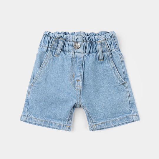 Infant Girls Denim Rigid Shorts - Light Blue