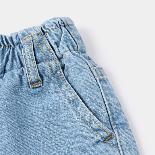 Infant Girls Denim Rigid Shorts - Light Blue
