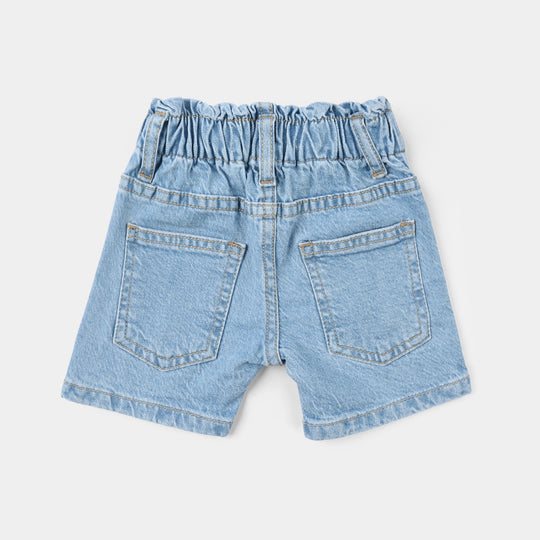 Infant Girls Denim Rigid Shorts - Light Blue