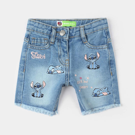 Infant Girls Denim rigid SHORT STITCH-Mid Blue